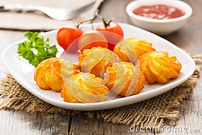 Pommes duchesse - potato croquettes Stock Photo