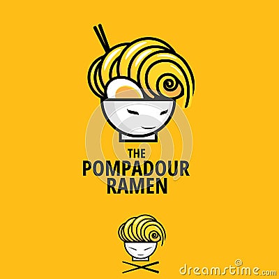 The Pompadour Ramen mascot illustration Vector Illustration