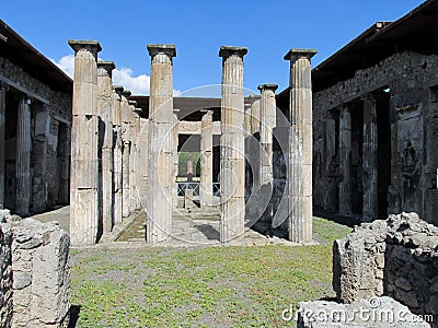 Pompei ancient Roman ruins - Pompei Scavi walls and columns Stock Photo