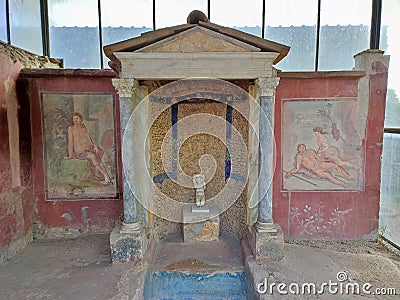 Pompei - Mosaici del ninfeo della Casa di Ottavio Quartione Editorial Stock Photo