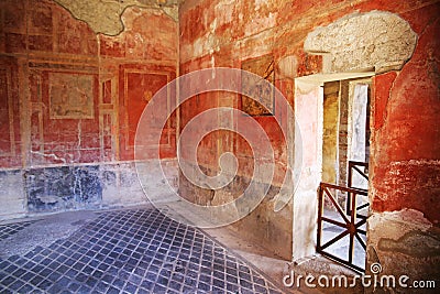 Fresco paintings on ancient Roman walls Stock Photo