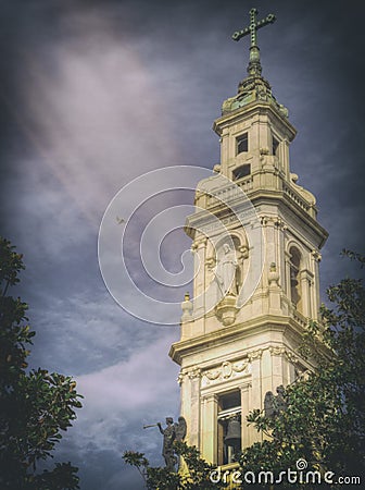 Pompeii, Naples. The bell tower of Sanctuary Stock Photo