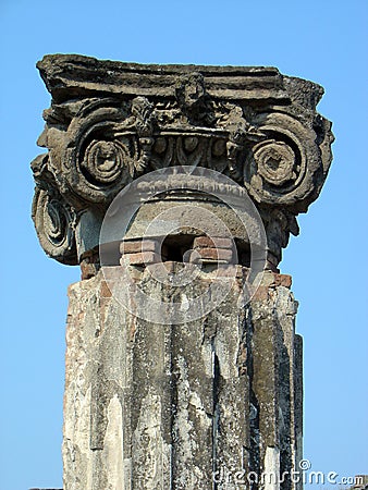Pompeii ruined column Stock Photo