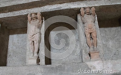 Ruins of Pompeii - statues Editorial Stock Photo