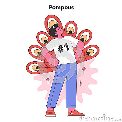 Pompous character concept. Flat vector illustration. Vector Illustration