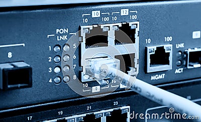 PON RJ-45 connection Stock Photo