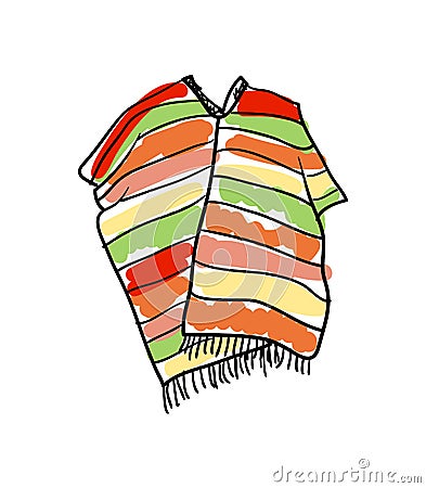 Poncho clothing hand drawn icon Vector Illustration