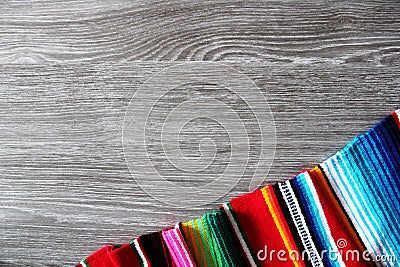 Poncho serape background Mexican cinco de mayo fiesta wooden copy space Stock Photo