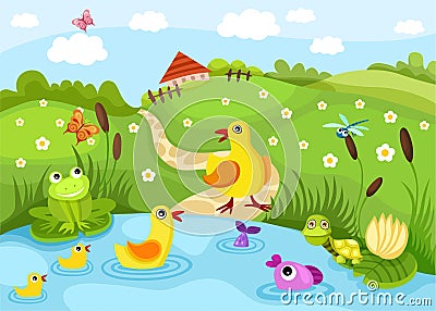 Pond Vector Illustration