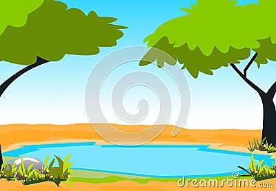 Pond Cartoon Illustration