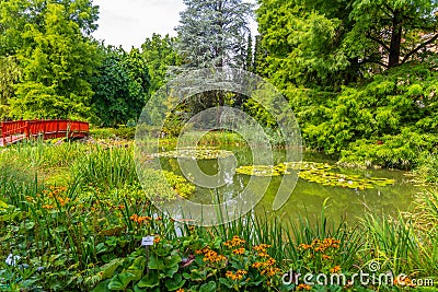 Pond at botanical garden in Zagreb, Croatia Stock Photo