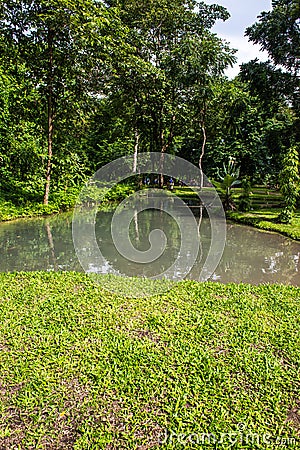 Pond at Buatong water fall and Jedsee fountain forest park Stock Photo