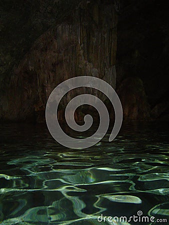 Pond into a cave Stock Photo