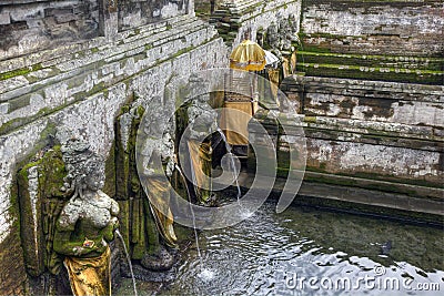 Pond at Goa Gajah Temple, Bali, Indonesia Stock Photo