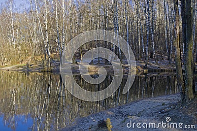 Pond at late autumn Stock Photo