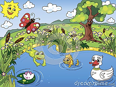Pond life Vector Illustration