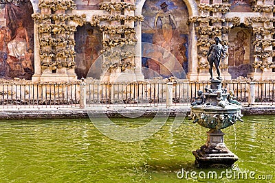 The pond of Mercury in the Real Alcazar Palace in Seville, Spain Stock Photo