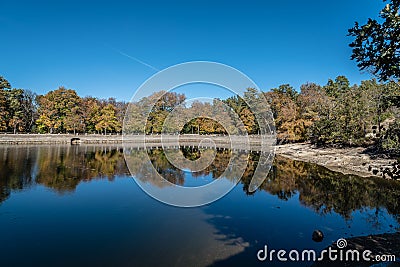 Pond in the mountains a blue aky day Stock Photo