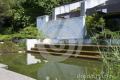 Pond in the Museu Calouste Gulbenkian Calouste Gulbenkian Museum garden Editorial Stock Photo