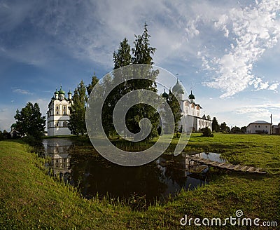 Pond in the Nikolo-Vyazhisci monastery in the summer Stock Photo