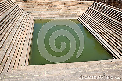 Pond with Steps, Melukote Stock Photo