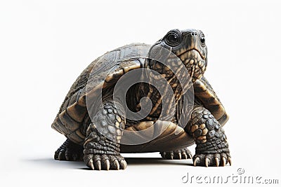 Pond Turtle (Geoemydidae) turtle isolated on solid white background. ai generative Stock Photo