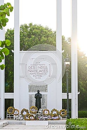 Pondicherry, India - July 15, 2023: The French War Memorial in Puducherry, India Editorial Stock Photo