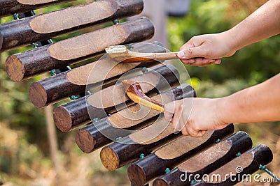 Pong Lang, Thai northeast region, The Thai musical instruments Stock Photo