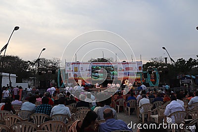 Evening musical celebration for Pongal festival in Pondicherry - harvest festival of South India - India tourism Editorial Stock Photo