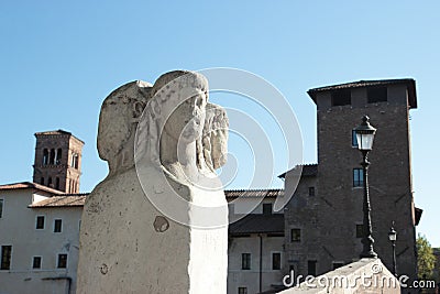 The Pons Fabricius in Rome Stock Photo