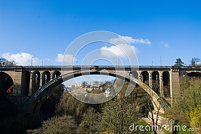 Pont Adolphe bridge closeup, Luxemburg Stock Photo