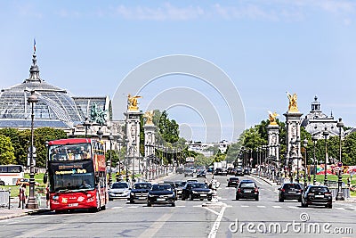 Pont Alexandre III Bridge, Grand Palais and Petit Palais. Paris, France Editorial Stock Photo