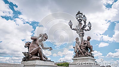 Pont Alexandre III, a grand bridge in Paris, France. Editorial Stock Photo