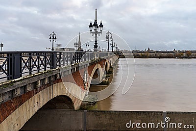 Pont de Pierre in Bordeaux, France. Editorial Stock Photo