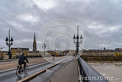 Pont de Pierre in Bordeaux, France. Editorial Stock Photo