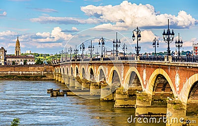 Pont de pierre in Bordeaux - France Stock Photo