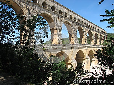 Pont du Gard aqueduct Stock Photo