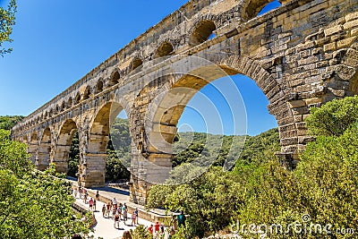 Pont du Gard, France. Ancient aqueduct Editorial Stock Photo