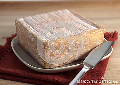 Pont l`Eveque, French Cheese from Normandy produced from Cow`s Milk Stock Photo