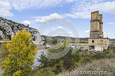 Pont Mirabeau over Durance River, Provence Editorial Stock Photo