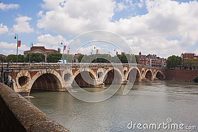 Pont Neuf bridge Toulouse river La Garonne Editorial Stock Photo