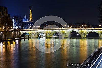 Pont Neuf in Paris at night Editorial Stock Photo
