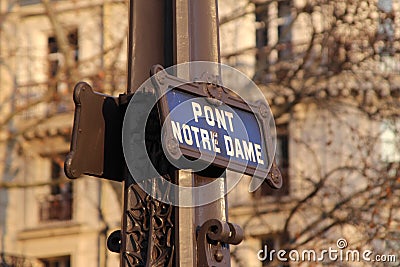 Pont Notre Dame streetsign Stock Photo