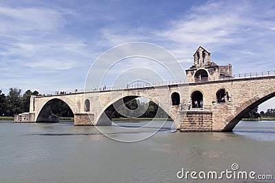 He Pont Saint-Benezet, especially known Pont d Avignon Editorial Stock Photo
