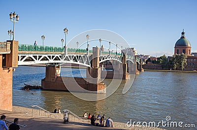 Pont Saint Pierre bridge Garonne river Toulouse Editorial Stock Photo