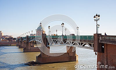 Pont Saint Pierre bridge Garonne river Toulouse Editorial Stock Photo