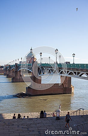 Pont Saint Pierre bridge Garonne river Toulouse Editorial Stock Photo
