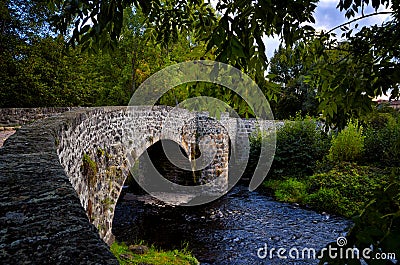 Pont Tordu crooked bridge at Le Puy en Velay, France Stock Photo