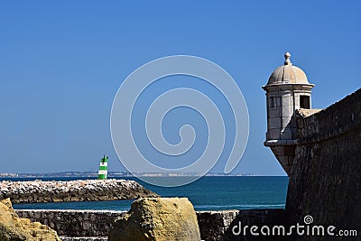 Ponta da Bandeira citadel, Lagos, Algarve, Portugal. Editorial Stock Photo
