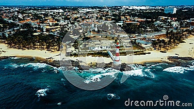 Itapua lighthouse farol da Ponta de Itapua also known as Northern Guardian of Todos os Santos Bay in Salvador, Brazil Stock Photo